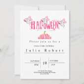 Halloween Verjaardag waterverf roze spookpompoen Kaart (Voorkant)