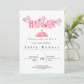 Halloween Verjaardag waterverf roze spookpompoen Kaart (Staand voorkant)