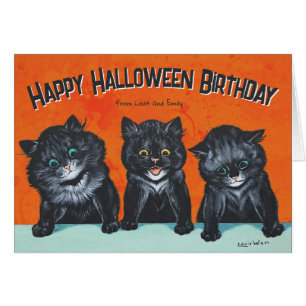 Halloween verjaardag Zwarte katten L. Wain CC1285 