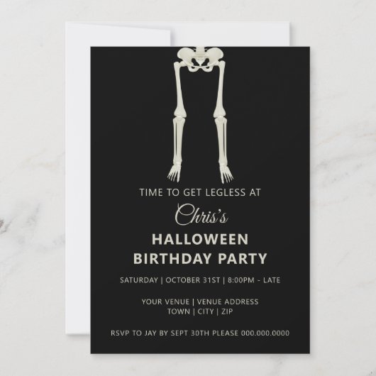 Halloween Verjaardags Skelet Feest Uitnodiging (Voorkant)