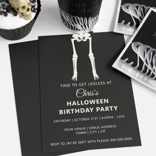Halloween Verjaardags Skelet Feest Uitnodiging