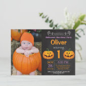 Halloween verjaardagsfeest foto uitnodiging (Staand voorkant)