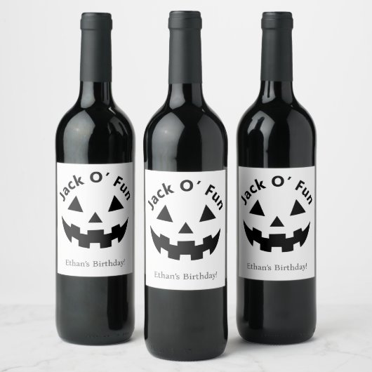 Halloween verjaardagsfeest | Jack O’ Fun Pumpkin Wijn Etiket (Flessen)