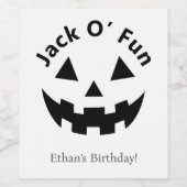 Halloween verjaardagsfeest | Jack O’ Fun Pumpkin Wijn Etiket (Enkel label)