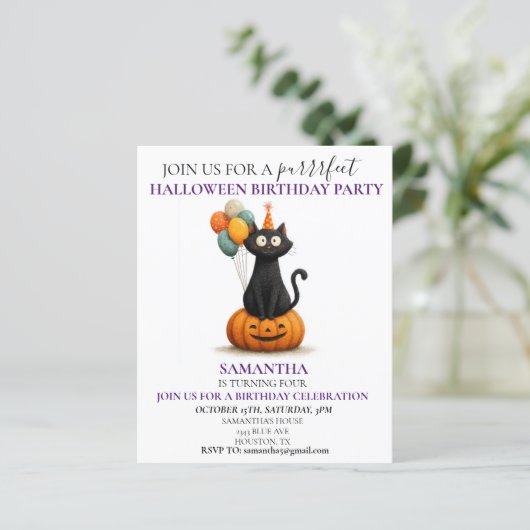 Halloween verjaardagsfeest Kinder zwarte kat (Staand voorkant)