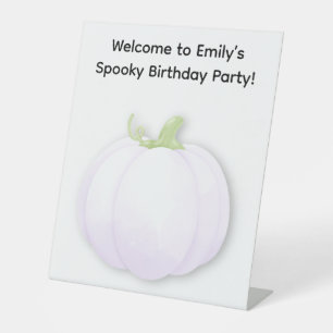 Halloween verjaardagsfeest   Minimaal pompoenontwe Reclamebord Met Voetstuk