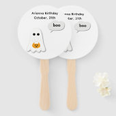 Halloween verjaardagsfeest | Minimaal spookontwerp Handwaaier (Voorkant en achterkant)