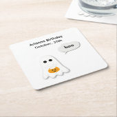 Halloween verjaardagsfeest | Minimaal spookontwerp Kartonnen Onderzetters (Schuin)