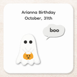Halloween verjaardagsfeest | Minimaal spookontwerp Kartonnen Onderzetters