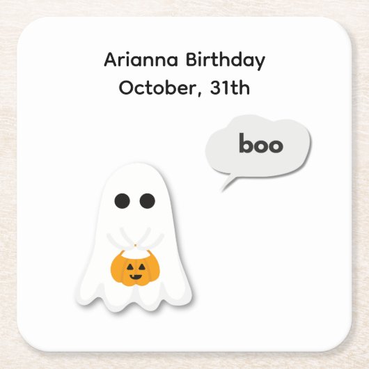 Halloween verjaardagsfeest | Minimaal spookontwerp Kartonnen Onderzetters (Voorkant)
