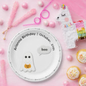 Halloween verjaardagsfeest | Minimaal spookontwerp Papieren Bordje (Feest)