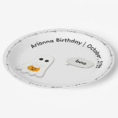 Halloween verjaardagsfeest | Minimaal spookontwerp Papieren Bordje (Gekanteld)