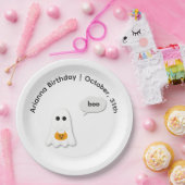 Halloween verjaardagsfeest | Minimaal spookontwerp Papieren Bordje (Feest)