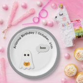 Halloween verjaardagsfeest | Minimaal spookontwerp Papieren Bordje (Feest)