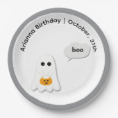 Halloween verjaardagsfeest | Minimaal spookontwerp Papieren Bordje (Voorkant)