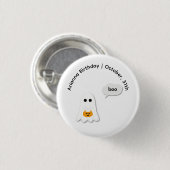 Halloween verjaardagsfeest | Minimaal spookontwerp Ronde Button 3,2 Cm (Voorkant /achterkant)