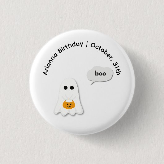 Halloween verjaardagsfeest | Minimaal spookontwerp Ronde Button 3,2 Cm (Voorkant)