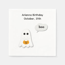 Halloween verjaardagsfeest | Minimaal spookontwerp Servet