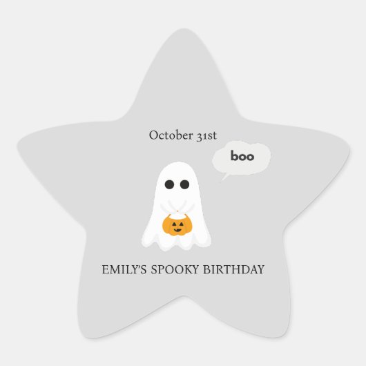 Halloween verjaardagsfeest | Minimaal spookontwerp Ster Sticker (Voorkant)