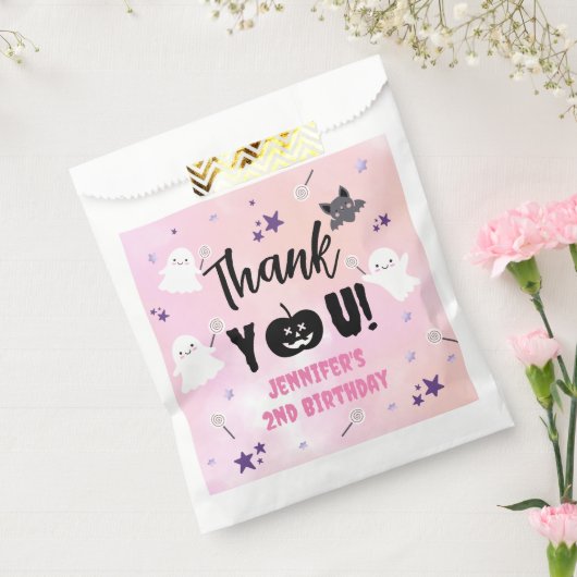 Halloween Verjaardagsfeest Roze Meisje Schattige S Bedankzakje (Gezegeld)
