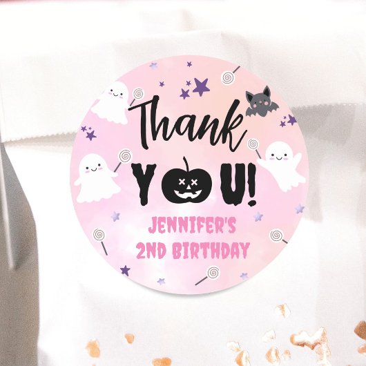 Halloween Verjaardagsfeest Roze Meisje Schattige S Ronde Sticker