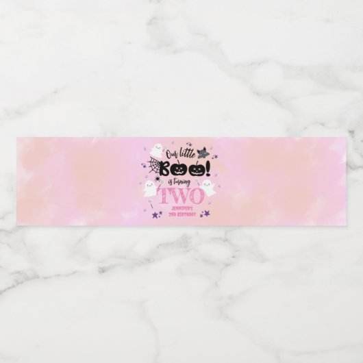 Halloween Verjaardagsfeest Roze Meisje Schattige S Waterfles Etiket (Enkel label)