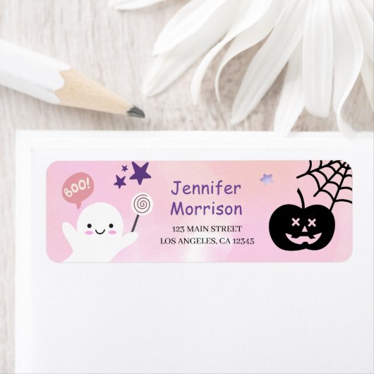 Halloween verjaardagsfeest roze meisje Spooky adre Etiket (Insitu)