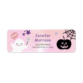 Halloween verjaardagsfeest roze meisje Spooky adre Etiket (Voorkant)