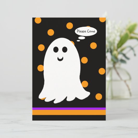 Halloween Verjaardagsfeest Uitnodiging Ghost (Staand voorkant)