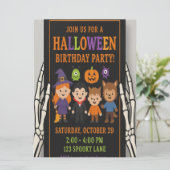 Halloween verjaardagsfeest uitnodiging voor kinder (Staand voorkant)