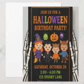 Halloween verjaardagsfeest uitnodiging voor kinder (Voorkant / Achterkant)