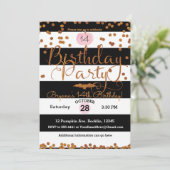 Halloween Verjaardagsfeest Zwart Wit Roze Sinaasap Kaart (Staand voorkant)