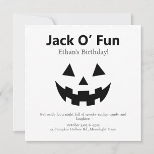 Halloween Verjaardagsfeestje Jack O' Fun Pompoen Feestdagenkaart