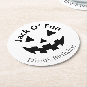Halloween Verjaardagsfeestje Jack O' Fun Pompoen Ronde Kartonnen Onderzetter