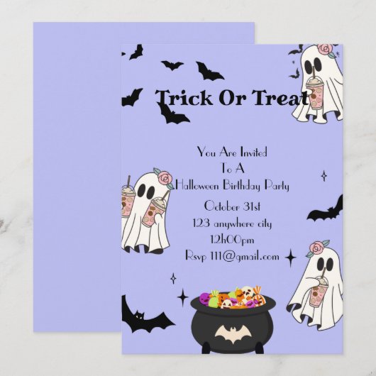 Halloween verjaardagsfeestje kaart