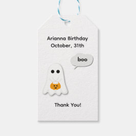 Halloween Verjaardagsfeestje | Minimaal spookachti Cadeaulabel