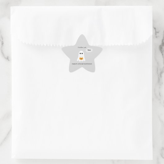 Halloween Verjaardagsfeestje | Minimaal spookontwe Ster Sticker (Tas)