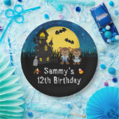 Halloween Verjaardagsfeestje Weerwolf Blauw Papieren Bordje (Feest)