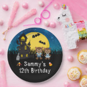 Halloween Verjaardagsfeestje Weerwolf Blauw Papieren Bordje (Feest)