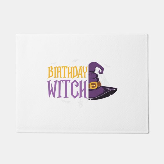 Halloween verjaardagsheks pet grappig halloween deurmat (Voorkant)