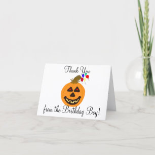 Halloween Verjaardagsjongen Bedankt Pompoen Ballon Kaart