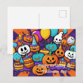 Halloween & verjaardagskaart briefkaart (Voorkant / Achterkant)