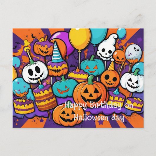 Halloween & verjaardagskaart briefkaart (Voorkant)