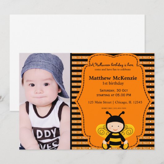 Halloween verjaardagskostuum kaart (Voorkant / Achterkant)