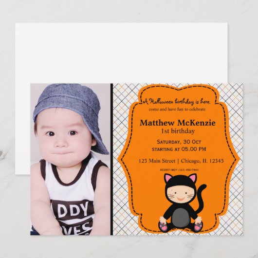 Halloween verjaardagskostuum kaart (Voorkant / Achterkant)