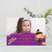 Halloween verjaardagskostuum kaart (Staand voorkant)