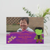 Halloween verjaardagskostuum kaart (Staand voorkant)