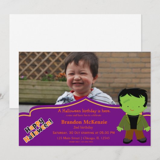 Halloween verjaardagskostuum kaart (Voorkant / Achterkant)