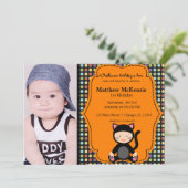 Halloween verjaardagskostuum kaart (Staand voorkant)