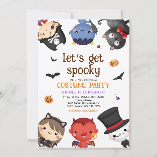 Halloween Verjaardagskostuum Party Kinder Grappig  Kaart (Voorkant)